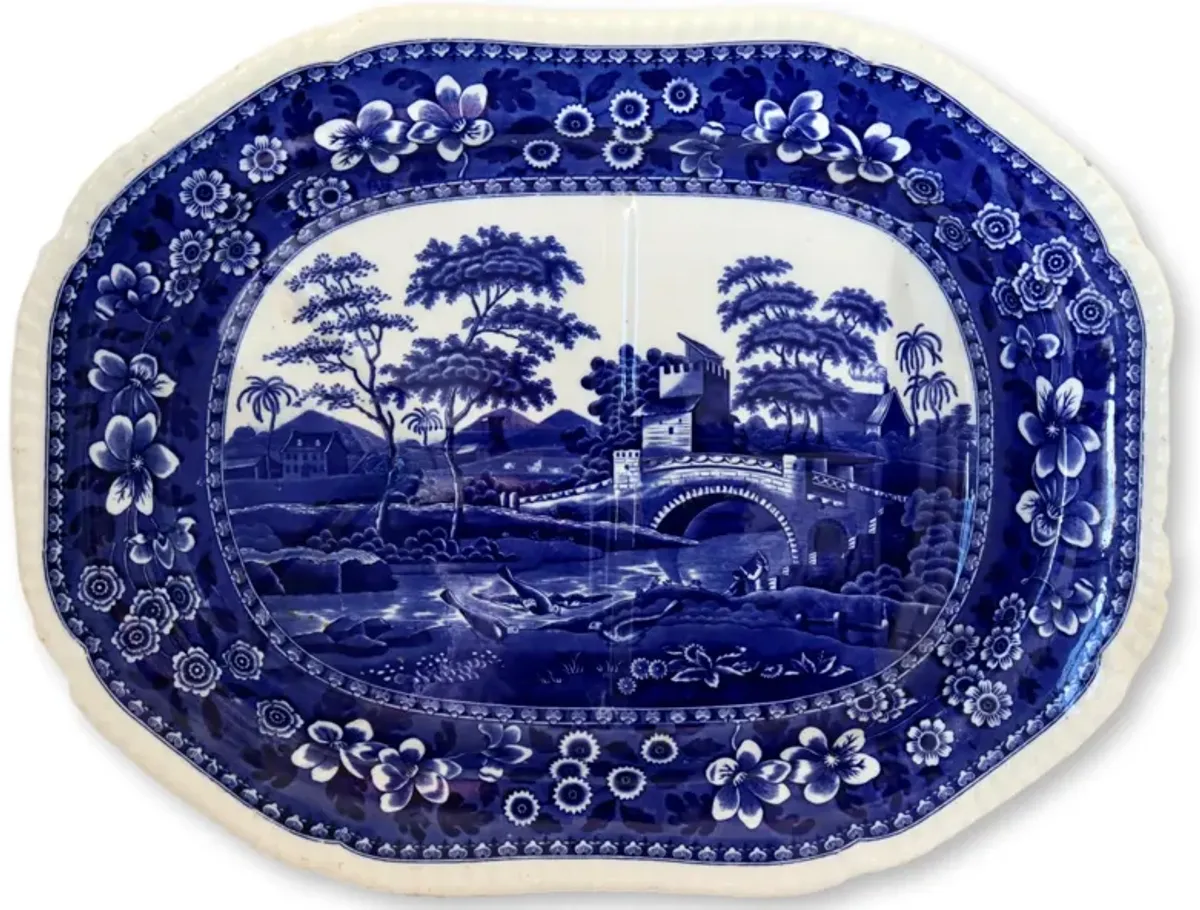 Spode Tower Well & Tree Turkey Platter - Rose Victoria - Blue