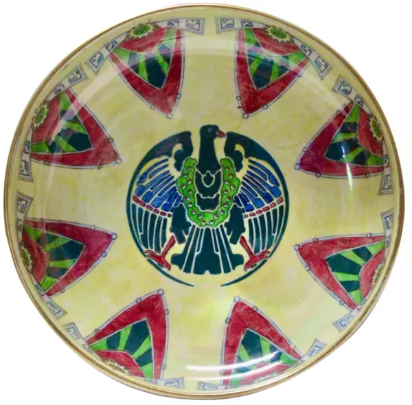 1930s English Art Deco Egyptian Bowl - The Emporium Ltd. - Yellow