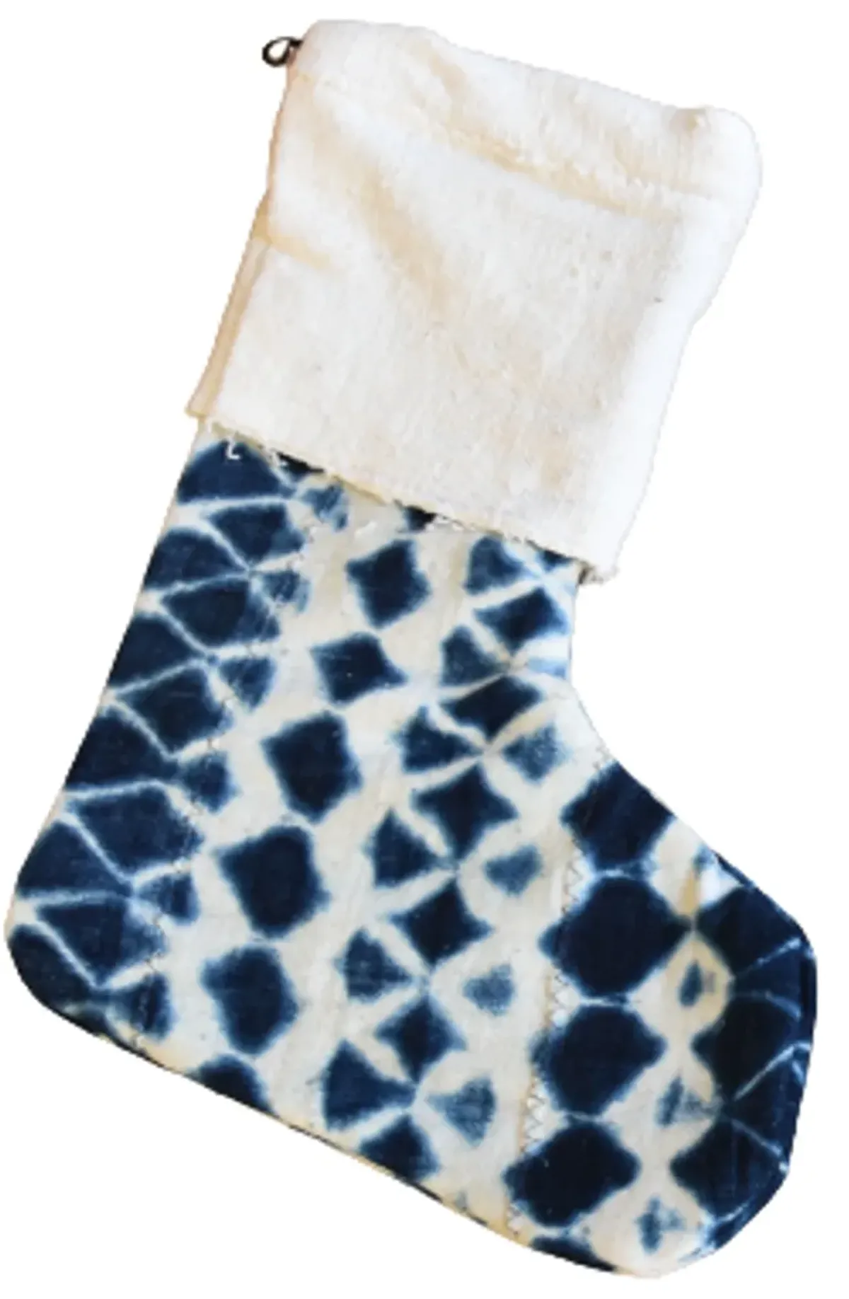 African Textile Christmas Stockings - Set of 2 - Blue