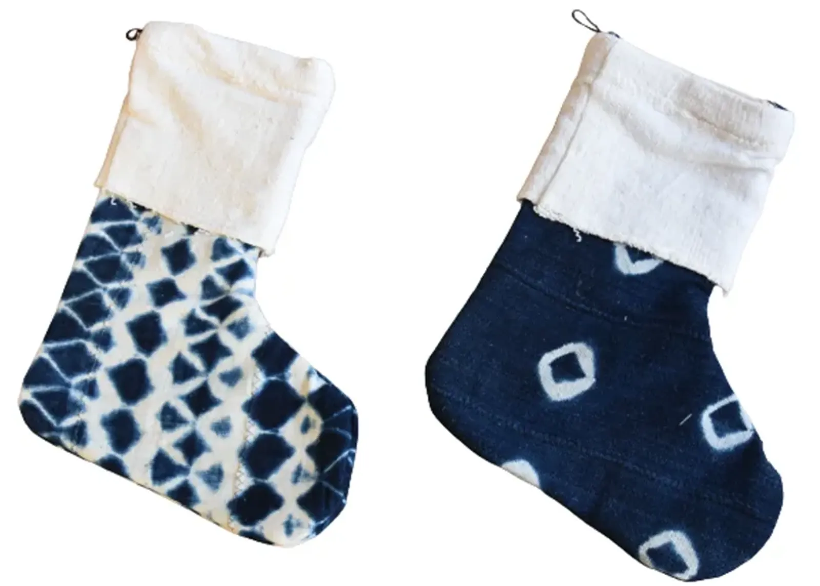 African Textile Christmas Stockings - Set of 2 - Blue