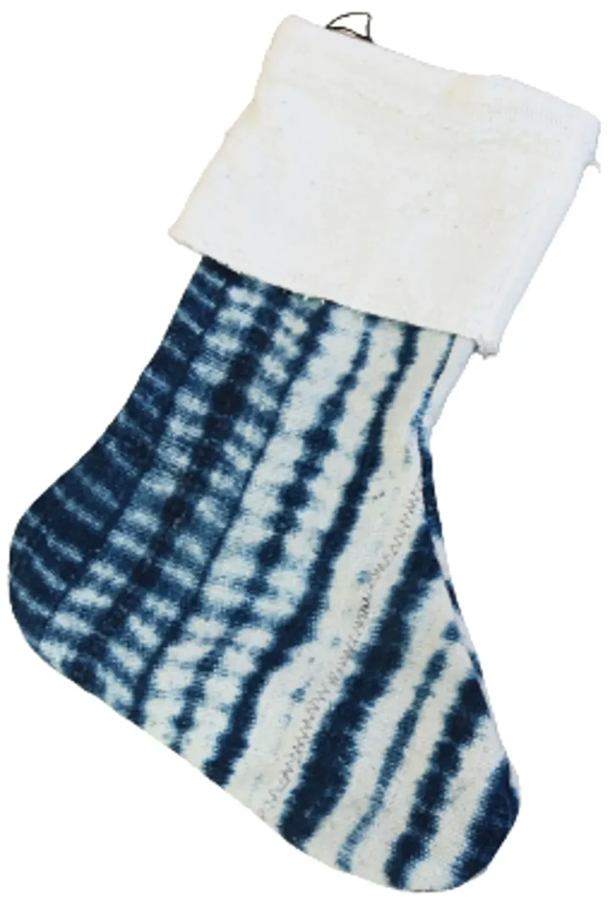 African Textile Christmas Stockings - Set of 2 - Blue