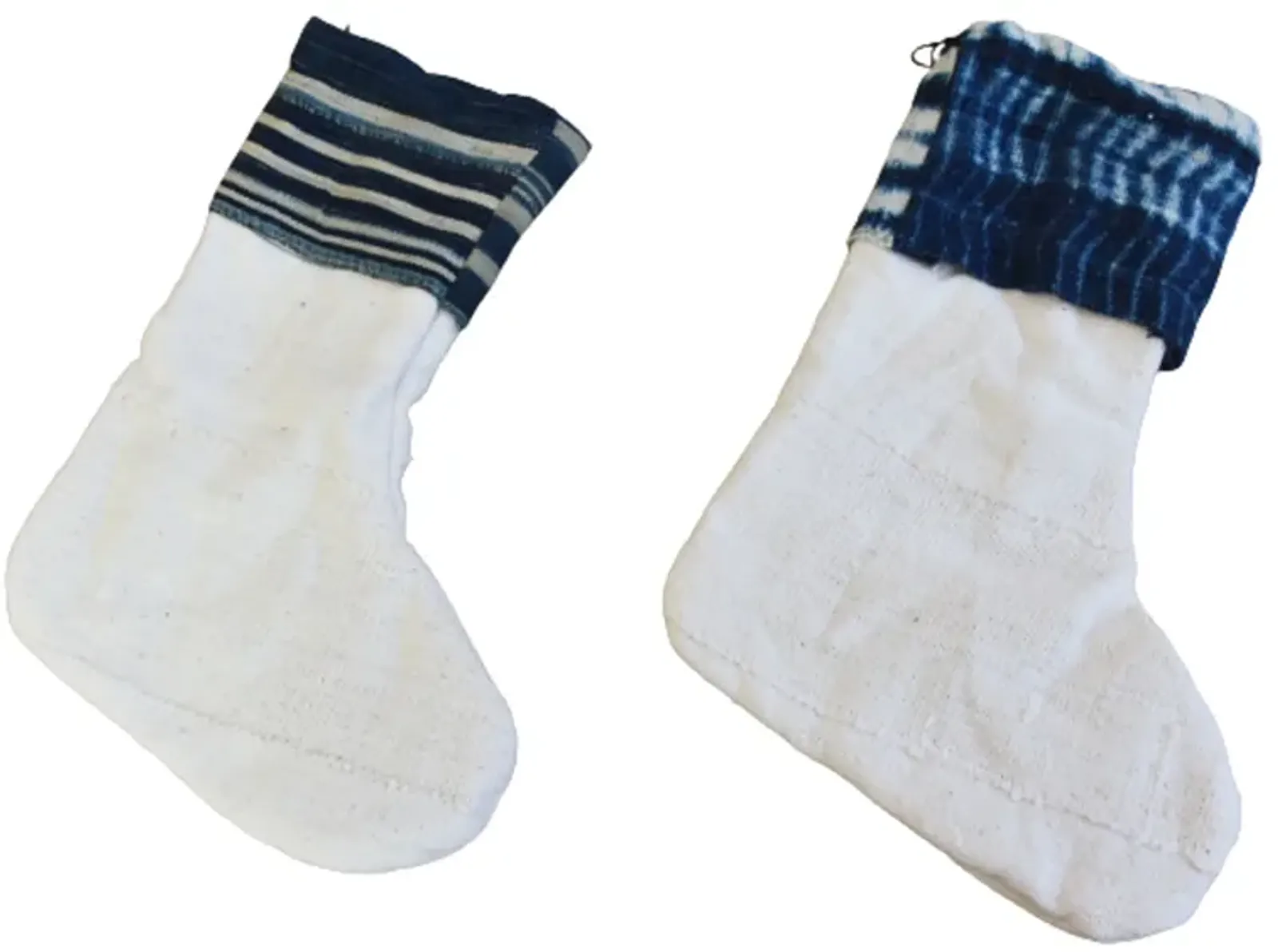 African Textile Christmas Stockings - Set of 2 - Blue