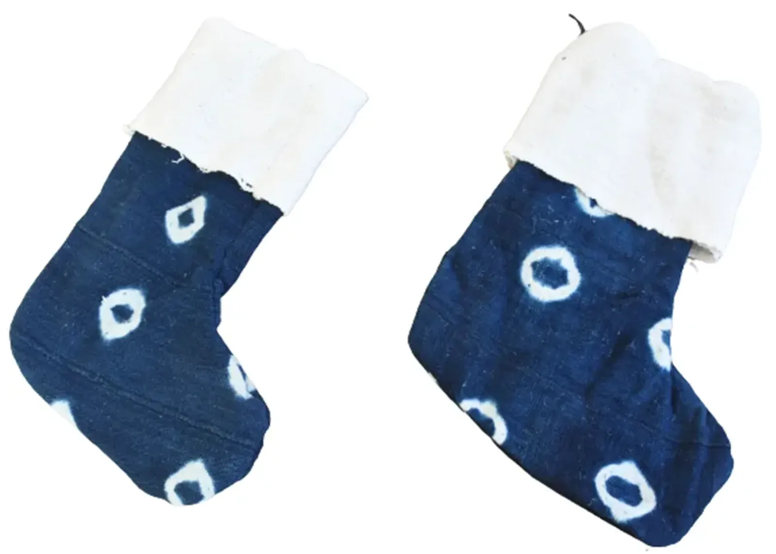 African Textile Christmas Stockings - Set of 2 - Blue