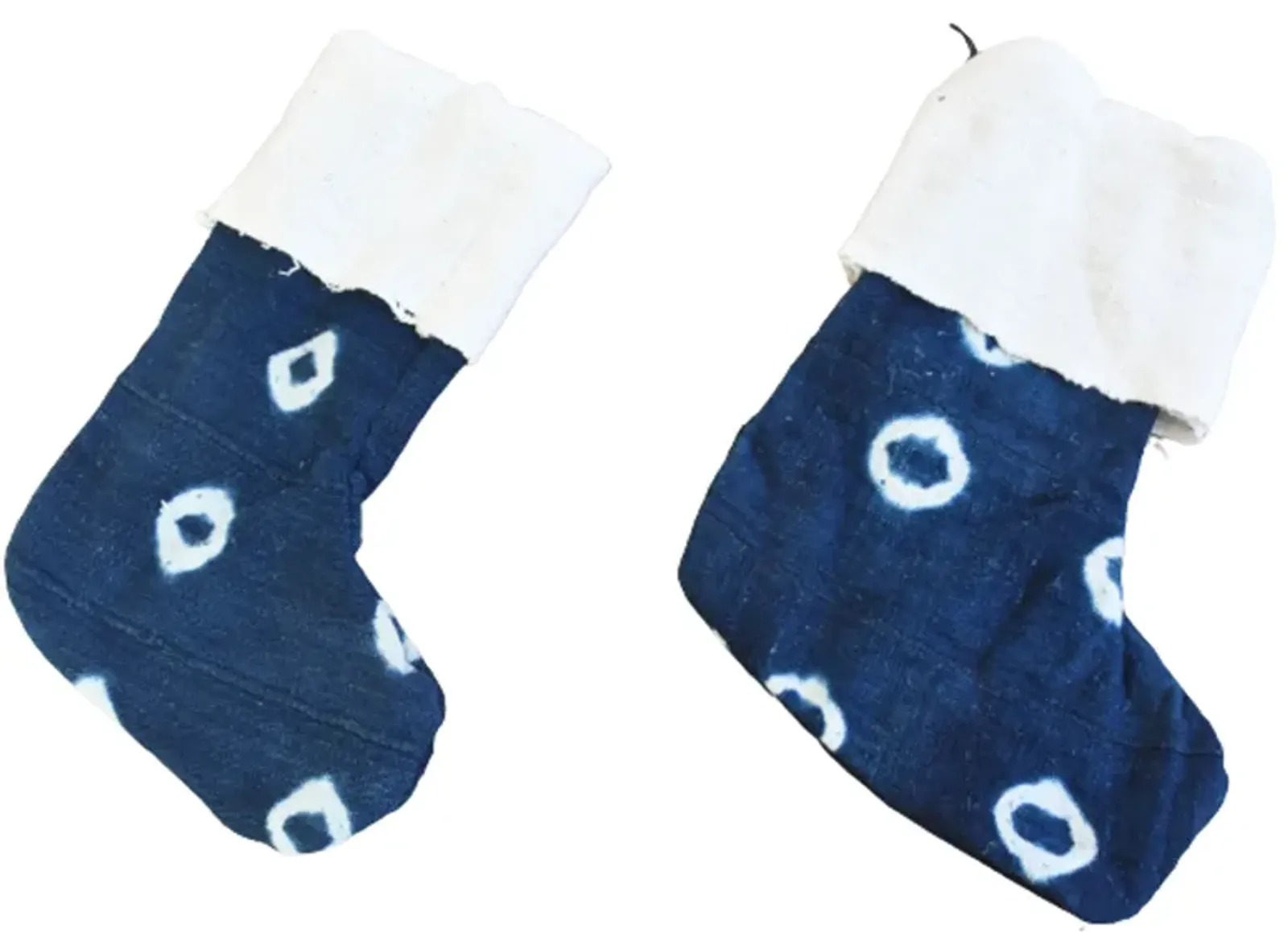 African Textile Christmas Stockings - Set of 2 - Blue