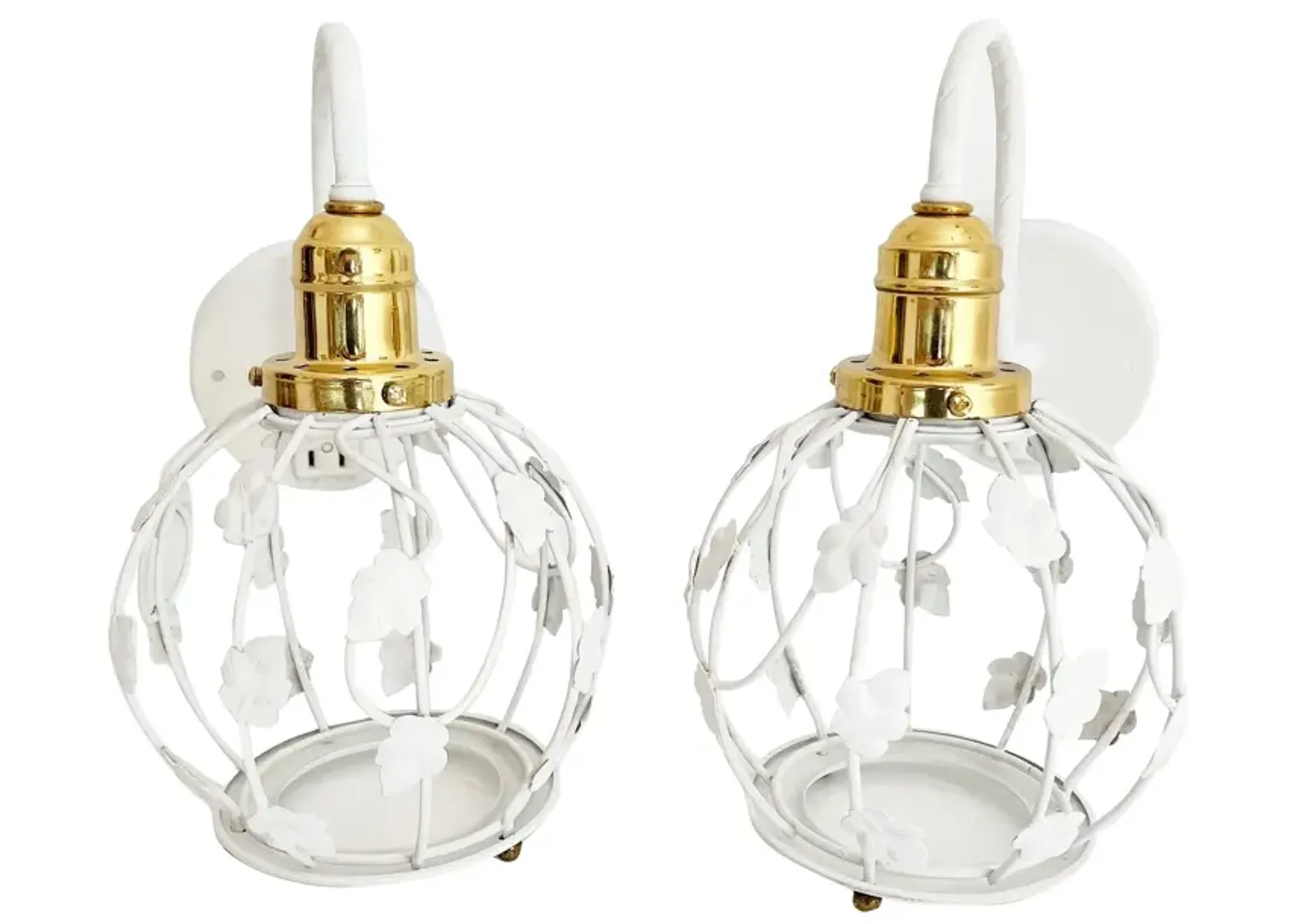 Midcentury Tole Ivy Sconces - Set of 2 - C the Light Interiors - White