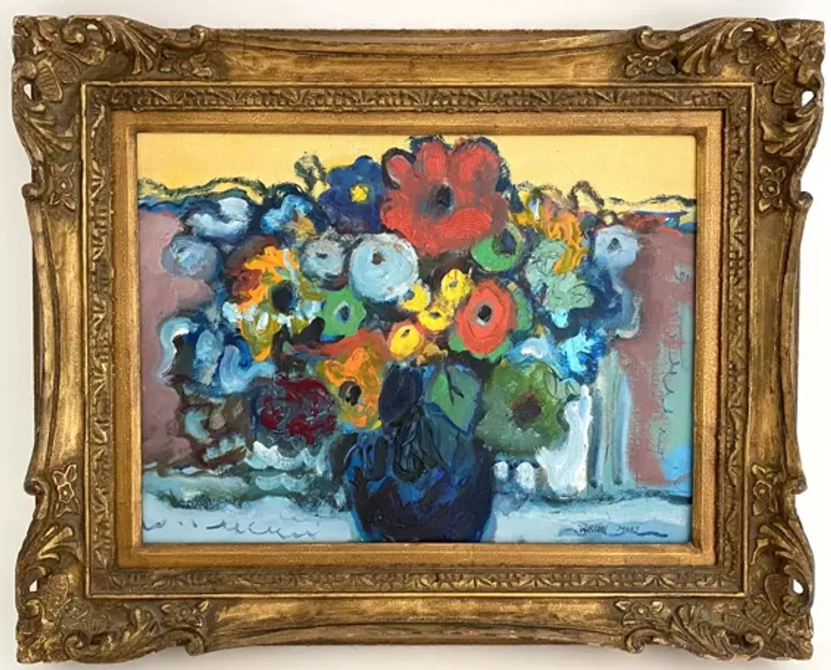 Modernist Floral Still Life Painting - Ballyhoo - Gold