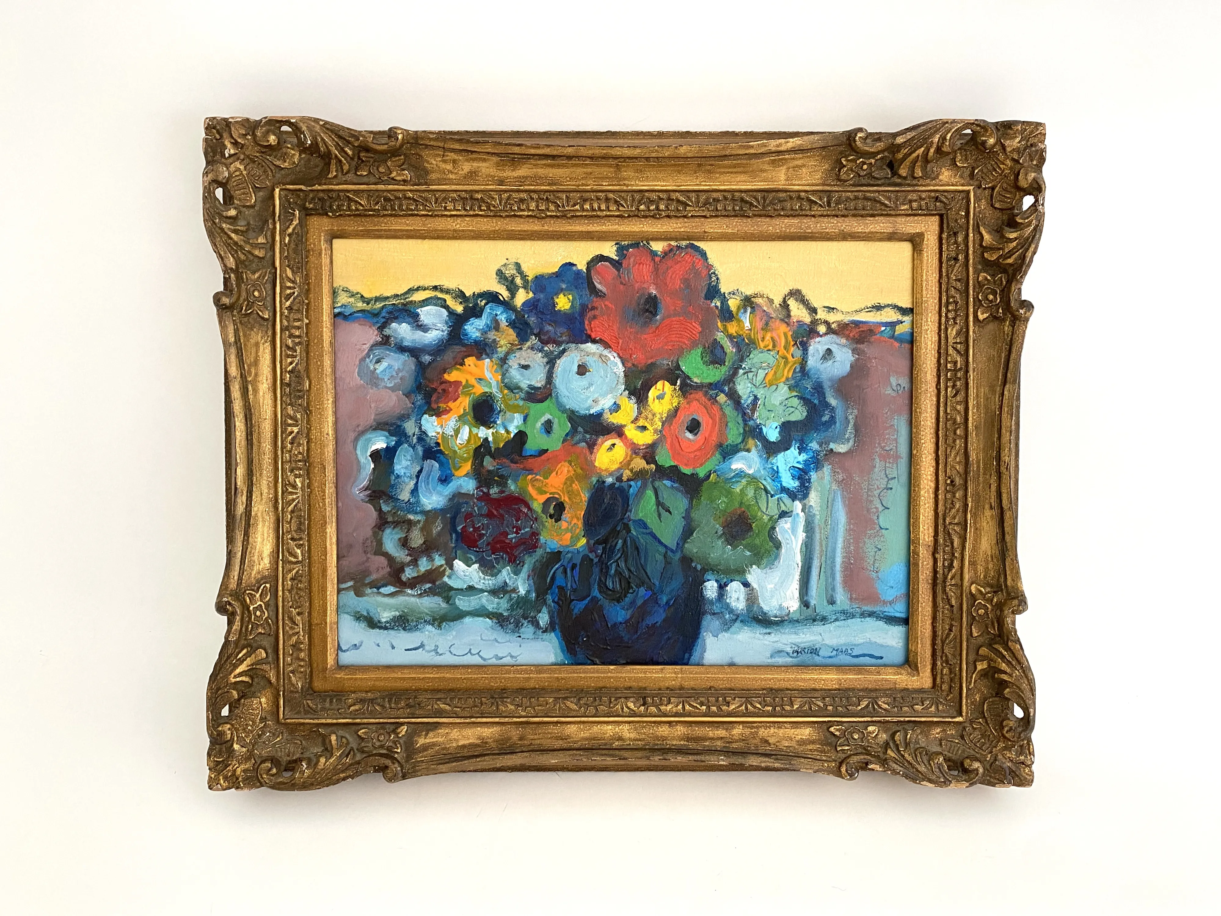 Modernist Floral Still Life Painting - Ballyhoo - Gold