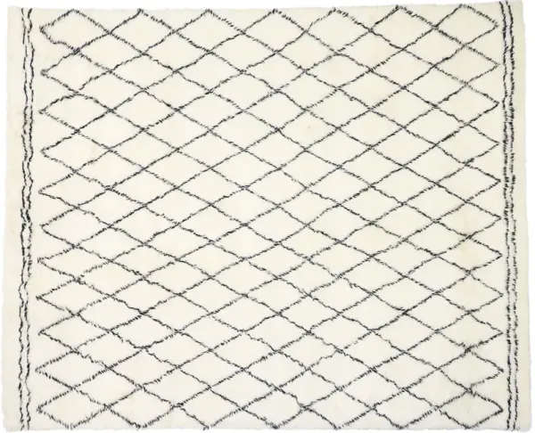 Moroccan Style Area Rug - 9'03 x 11'11 - Esmaili Rugs & Antiques - Beige - Beige