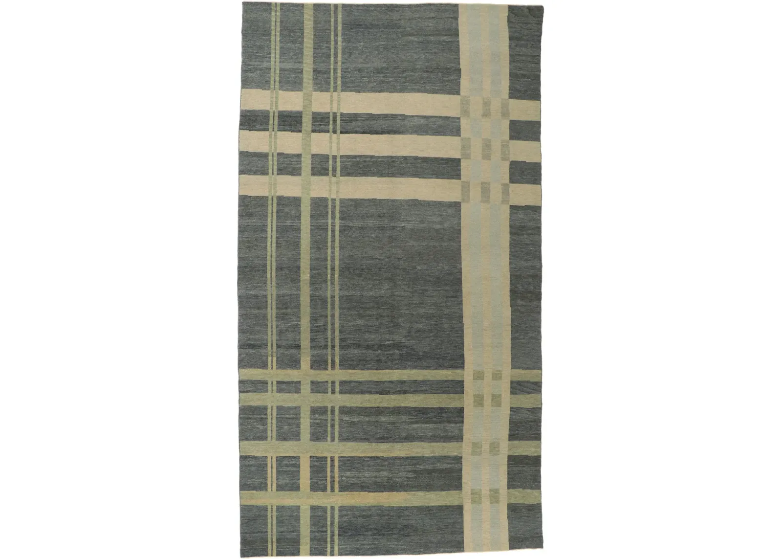 Plaid Tartan Rug - 8'01 x 14'10 - Esmaili Rugs & Antiques - Gray - Gray