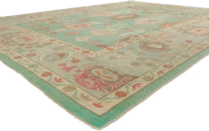 Turkish Oushak Rug - 9'11 x 13'08 - Esmaili Rugs & Antiques - Green - Green