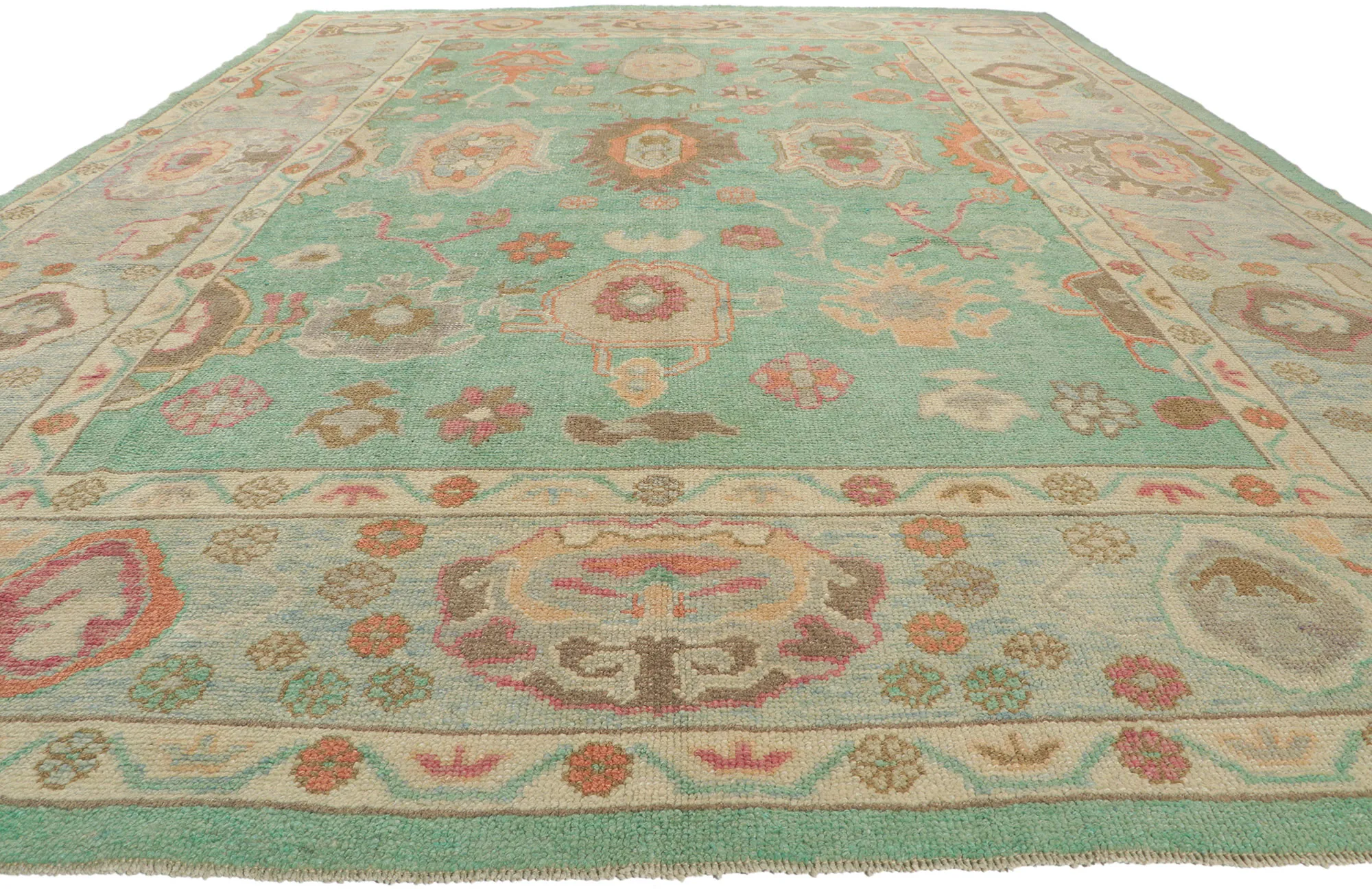 Turkish Oushak Rug - 9'11 x 13'08 - Esmaili Rugs & Antiques - Green - Green