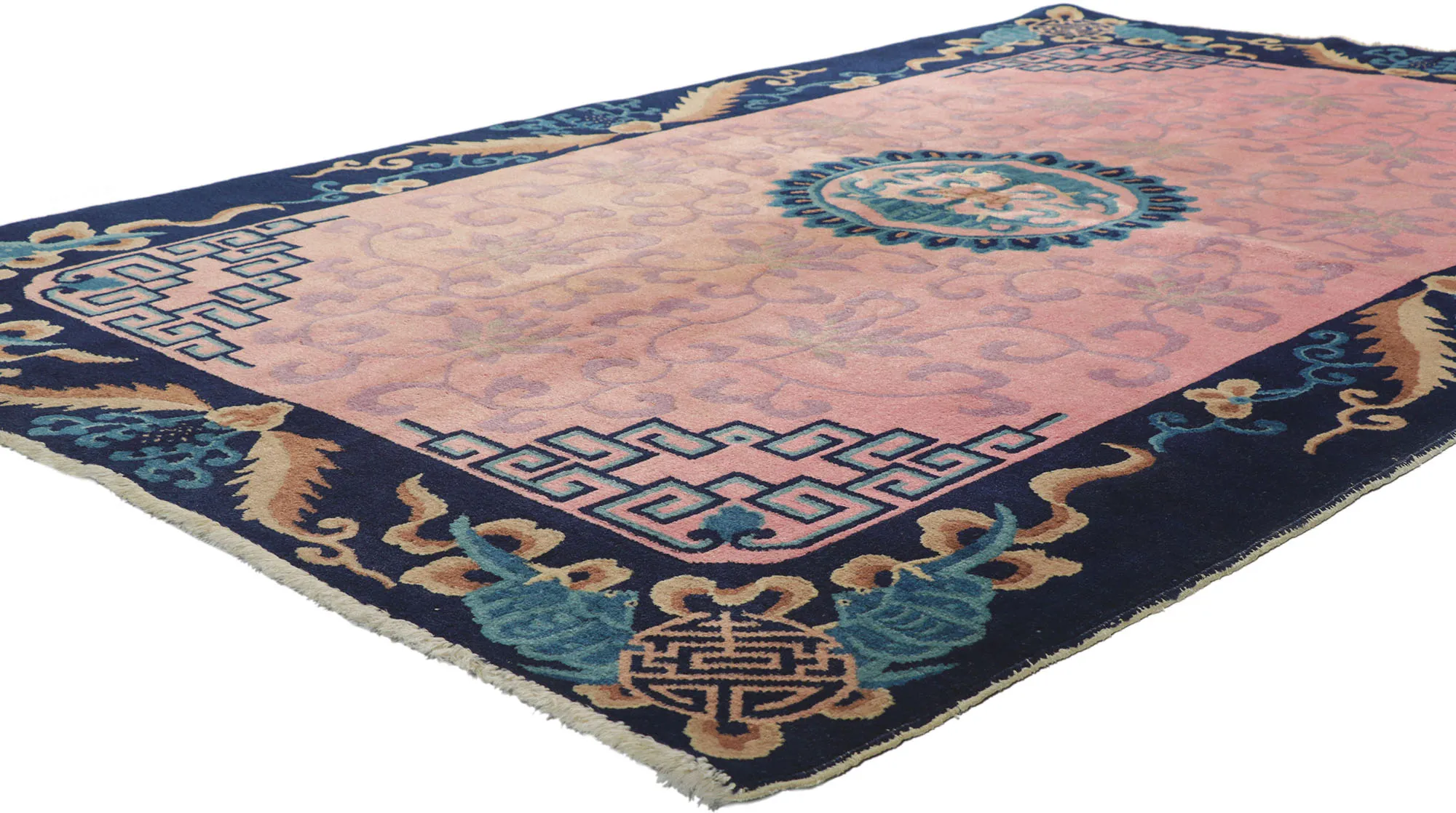 Chinese Art Deco Rug - 5'02 x 7'11 - Esmaili Rugs & Antiques - Pink - Pink