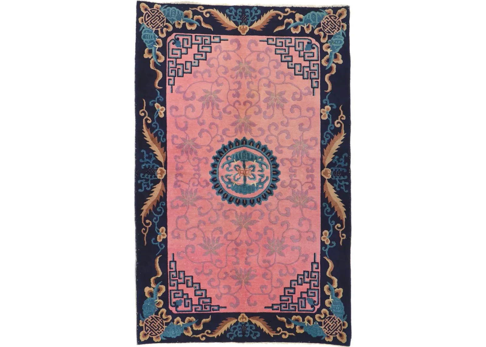 Chinese Art Deco Rug - 5'02 x 7'11 - Esmaili Rugs & Antiques - Pink - Pink