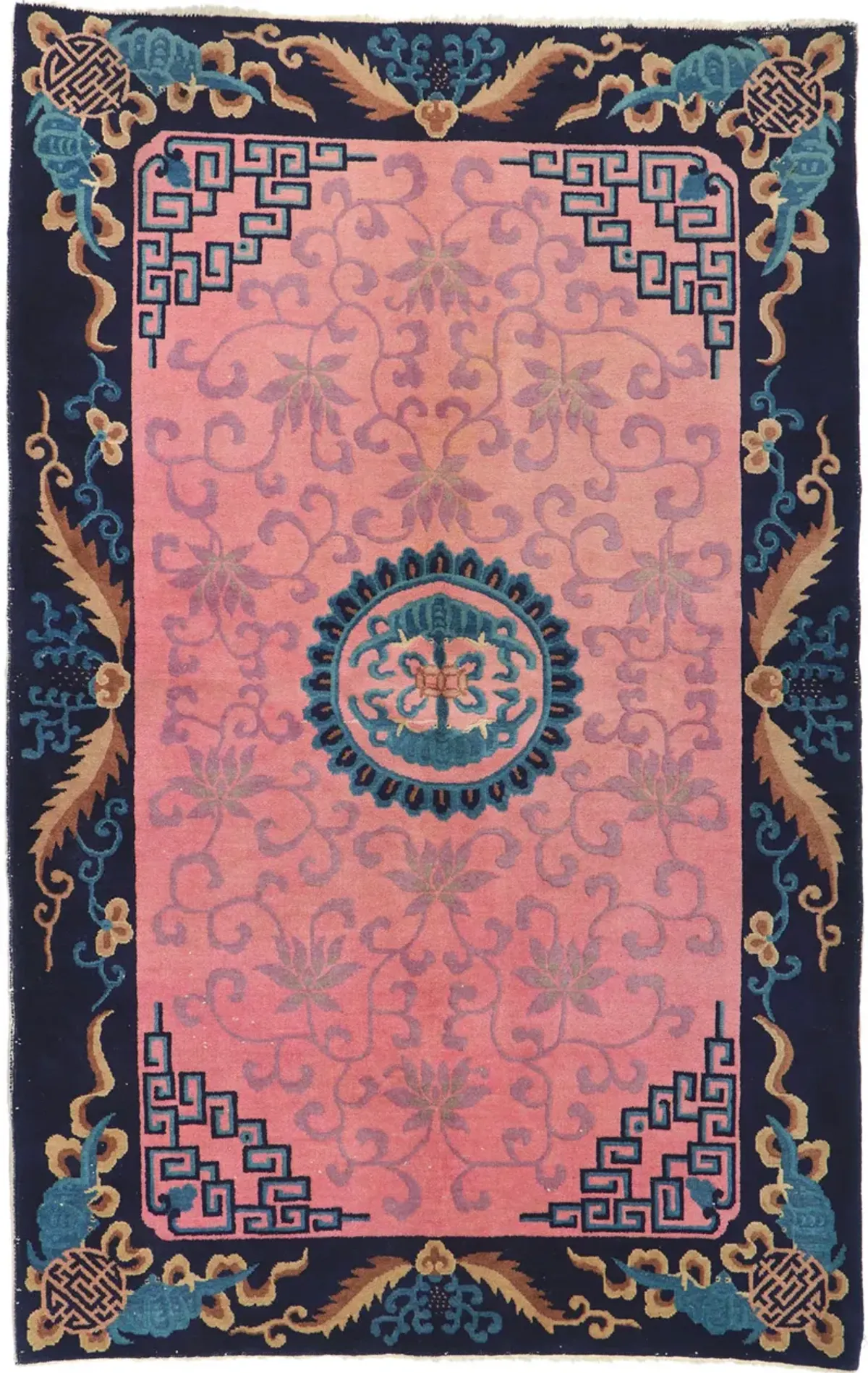 Chinese Art Deco Rug - 5'02 x 7'11 - Esmaili Rugs & Antiques - Pink - Pink