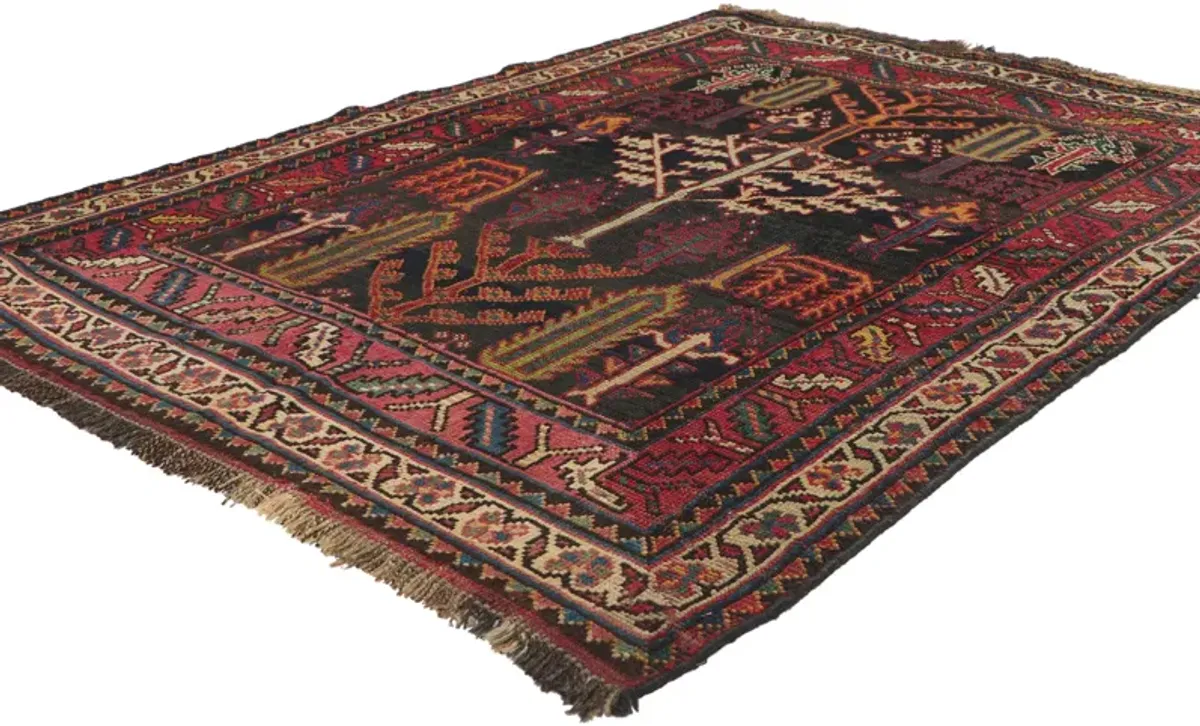 Antique Persian Shiraz Rug - 4' x 5' - Esmaili Rugs & Antiques - Black - Black