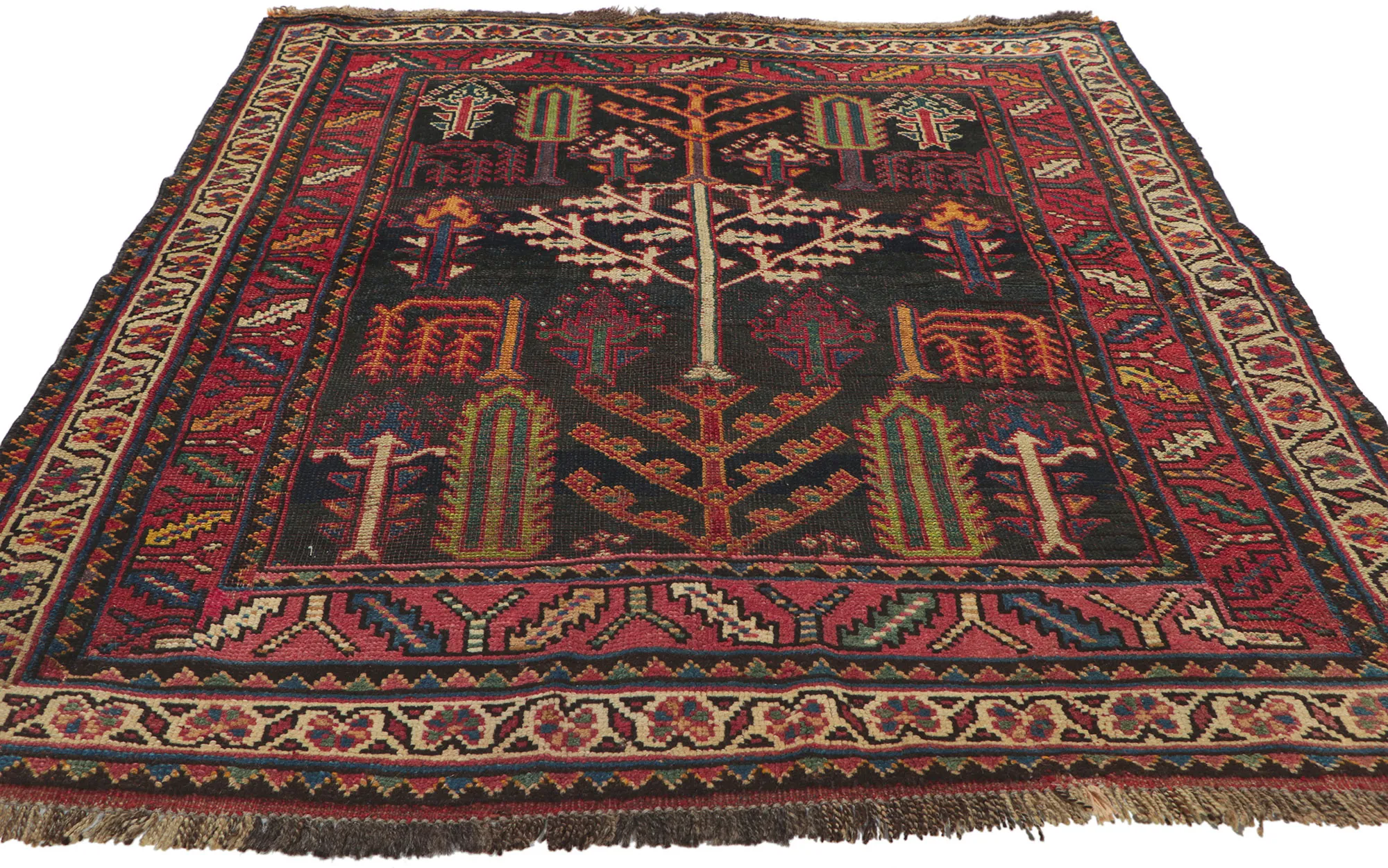 Antique Persian Shiraz Rug - 4' x 5' - Esmaili Rugs & Antiques - Black - Black