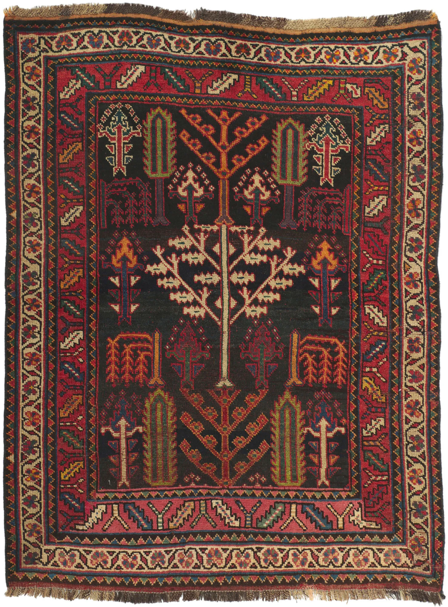 Antique Persian Shiraz Rug - 4' x 5' - Esmaili Rugs & Antiques - Black - Black