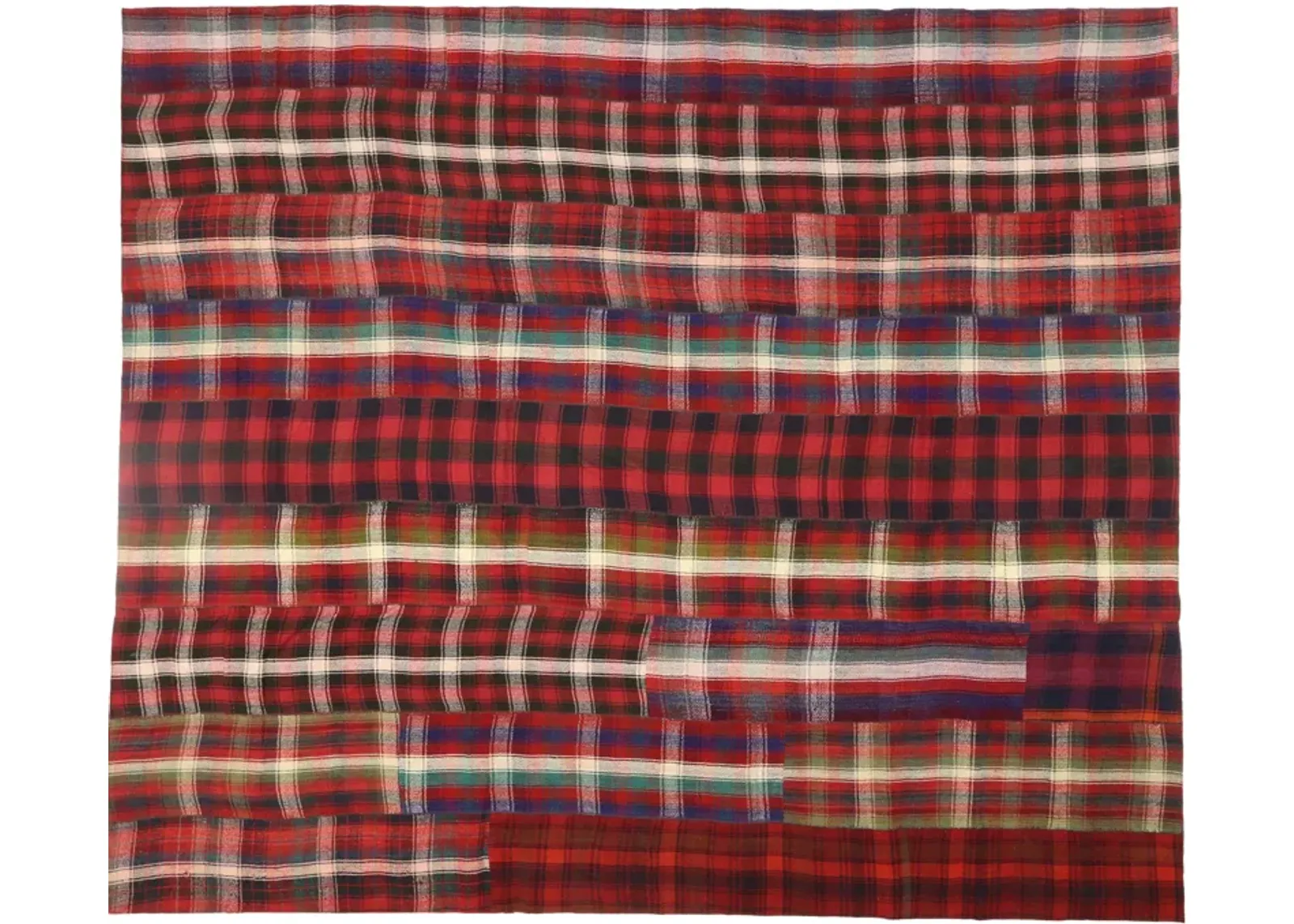 Tartan Kilim Plaid Rug - 12'11" x 15'2" - Esmaili Rugs & Antiques - Red - Red