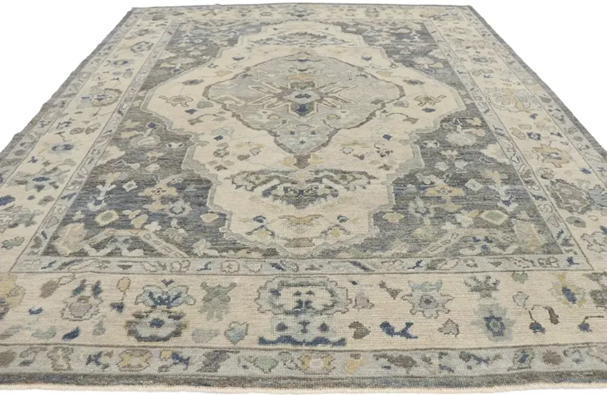 Turkish Oushak Rug - 8'04"x10'01" - Esmaili Rugs & Antiques - Blue - Blue