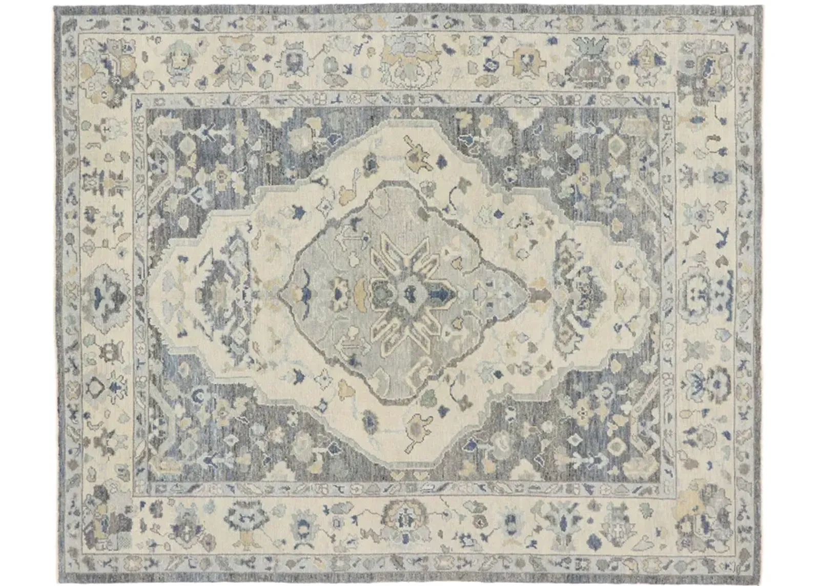 Turkish Oushak Rug - 8'04"x10'01" - Esmaili Rugs & Antiques - Blue - Blue