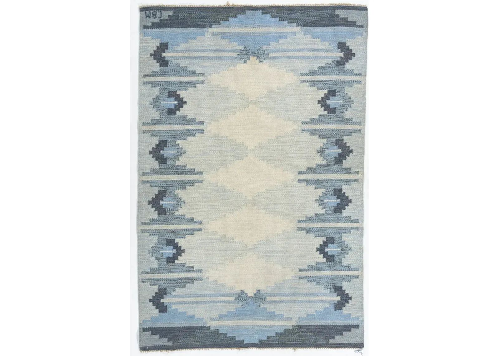 Swedish Scandinavian Area Rug 4'6 X 6'10 - Blue - Blue