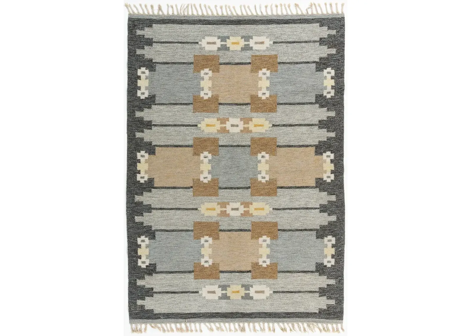 Swedish Scandinavian Area Rug 5'4 X 7'5 - Brown - Brown