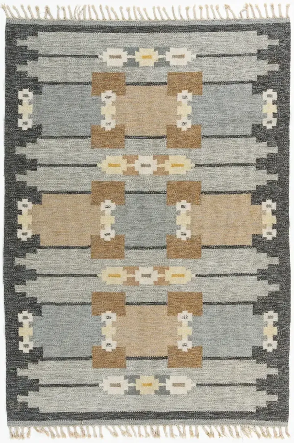 Swedish Scandinavian Area Rug 5'4 X 7'5 - Brown - Brown