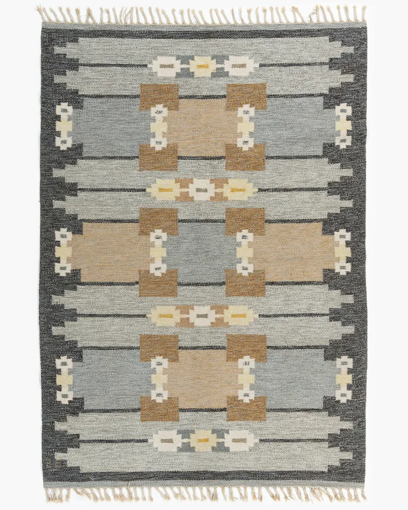 Swedish Scandinavian Area Rug 5'4 X 7'5 - Brown - Brown