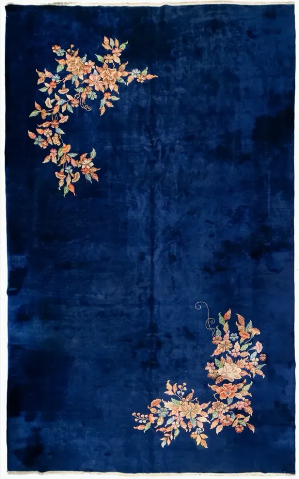 Chinese Art Deco Area Rug 12' X 19'3 - Blue - Blue