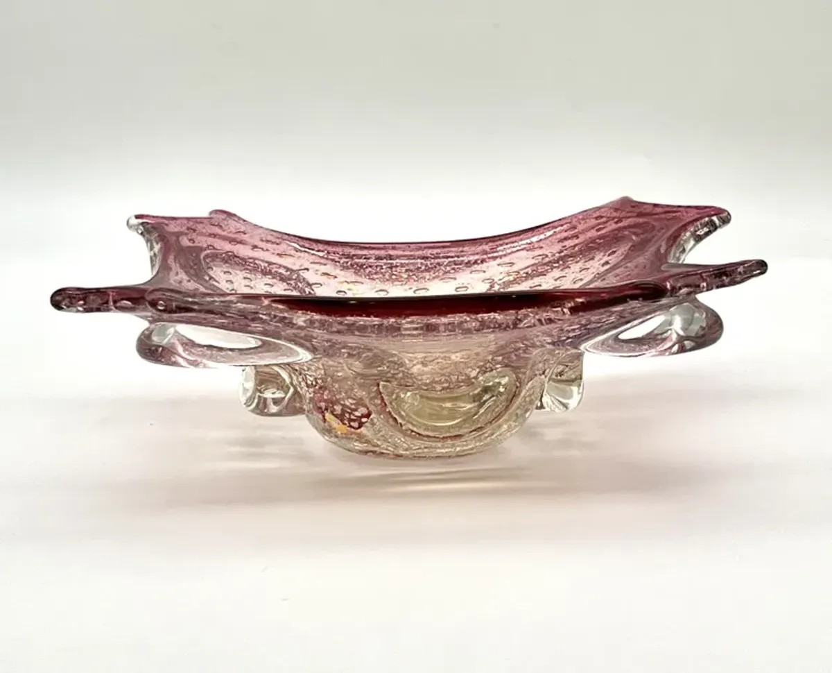 1960s Italian Murano Glass Dish - Pilar Collection - Pink