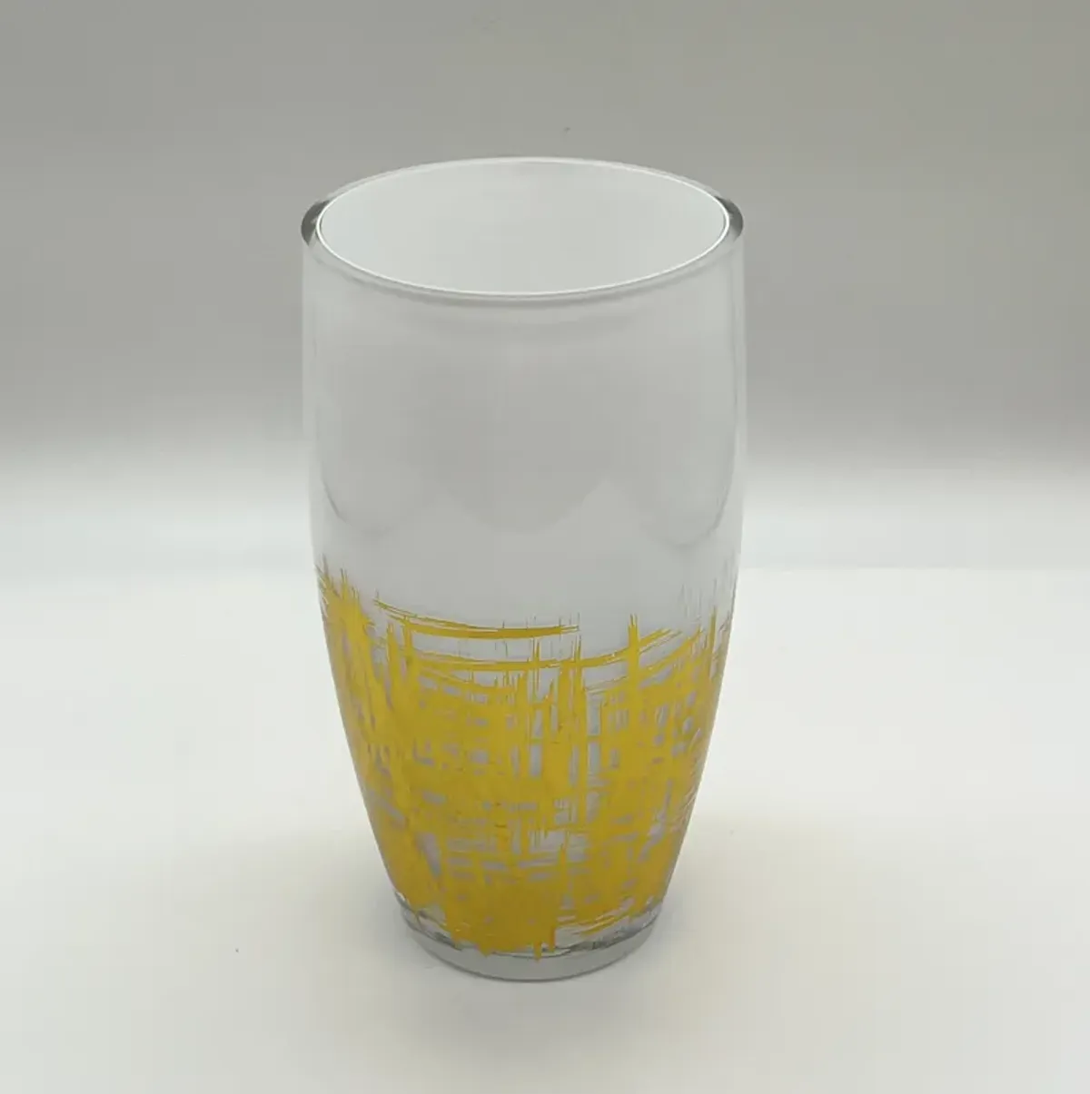 C. 1980s White & Gold Cased Glass Vase - Pilar Collection