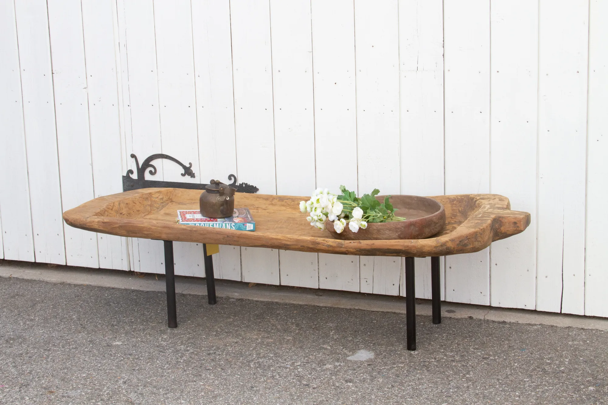 Antique Naga Wooden Trough Table - de-cor - Handcrafted - Brown