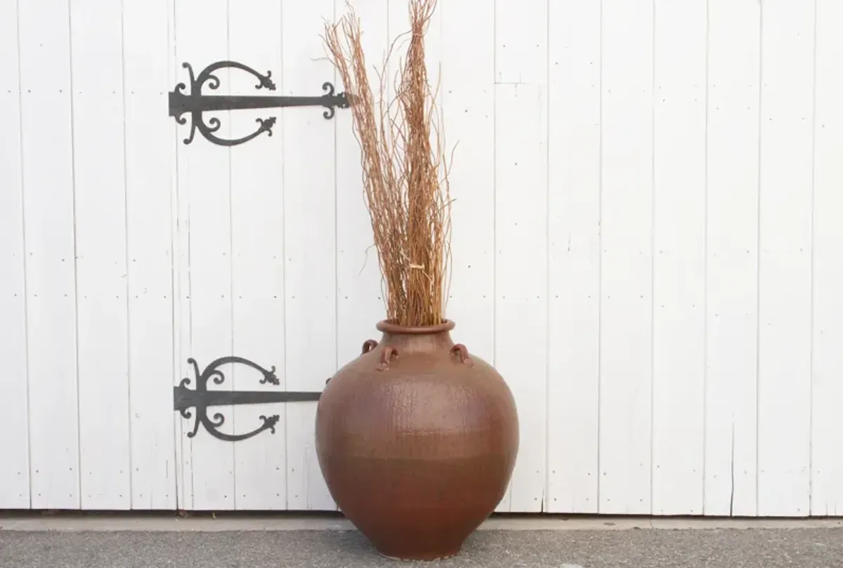 Large Mayanmar Terracotta Outdoor Pot - de-cor - Brown