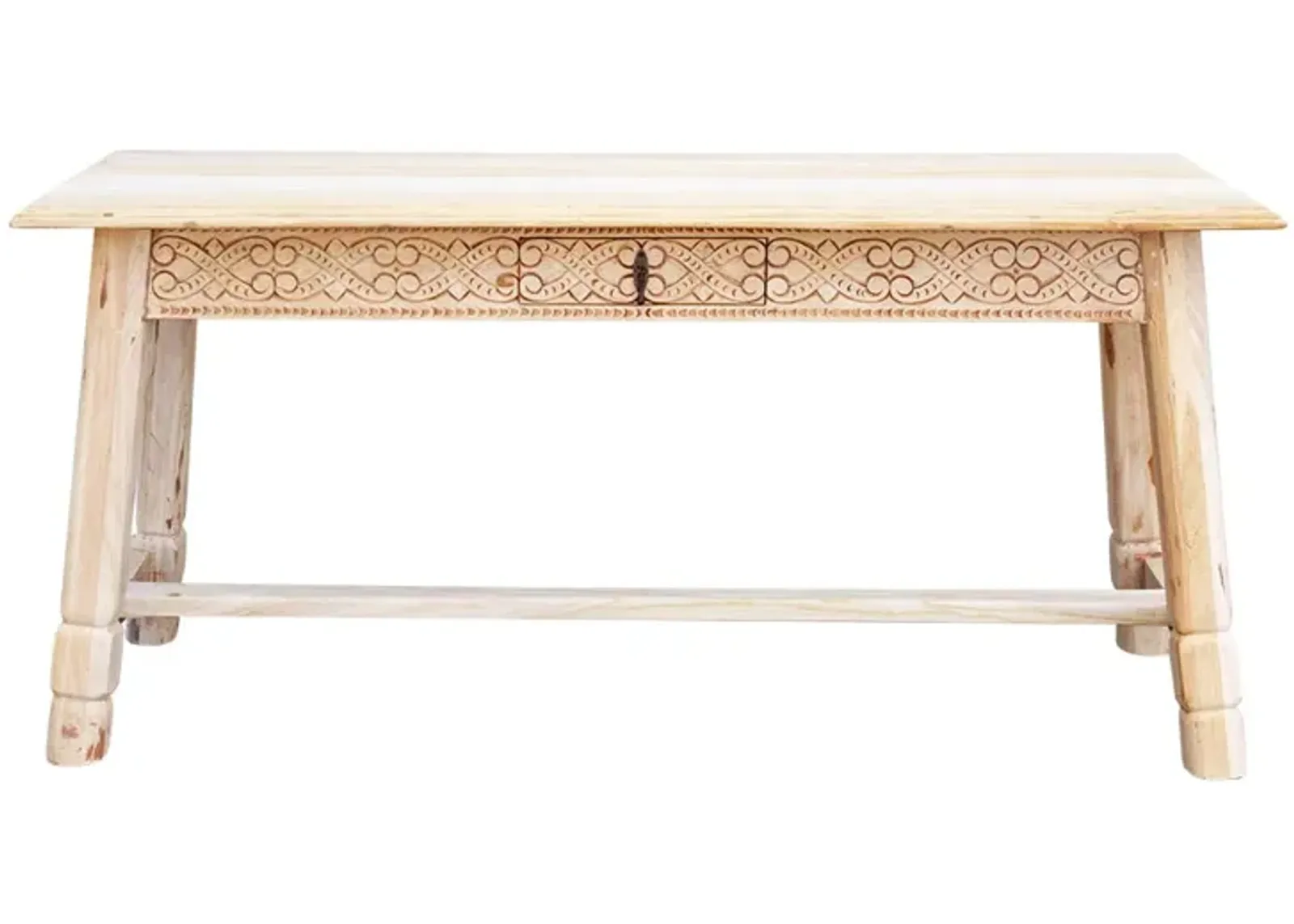 Bleached Carved Tavern Console Table - de-cor - Brown