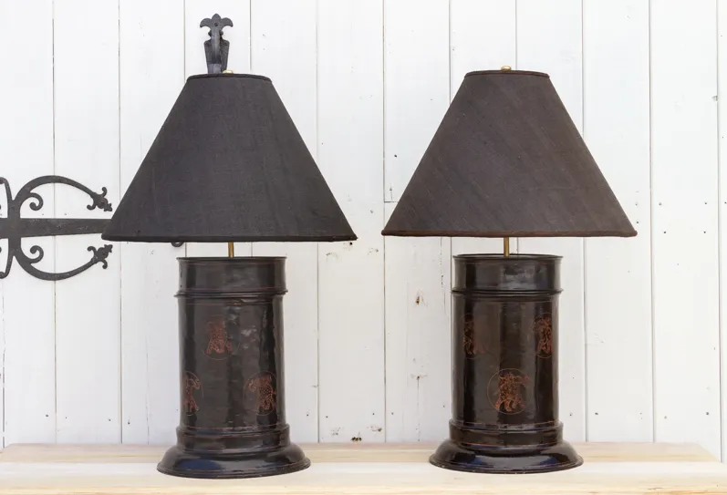 Pair of Burmese Container Table Lamps - de-cor