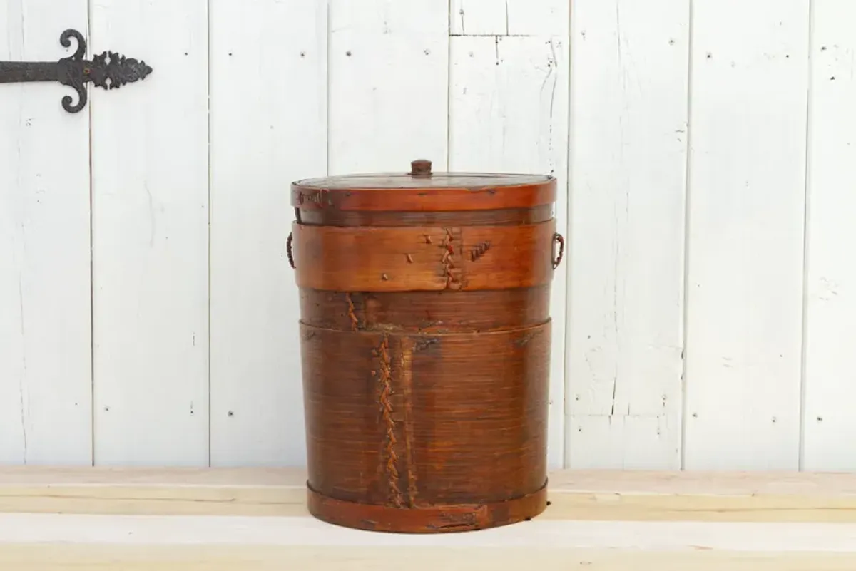 Antique Bamboo Farmhouse Food Container - de-cor - Brown