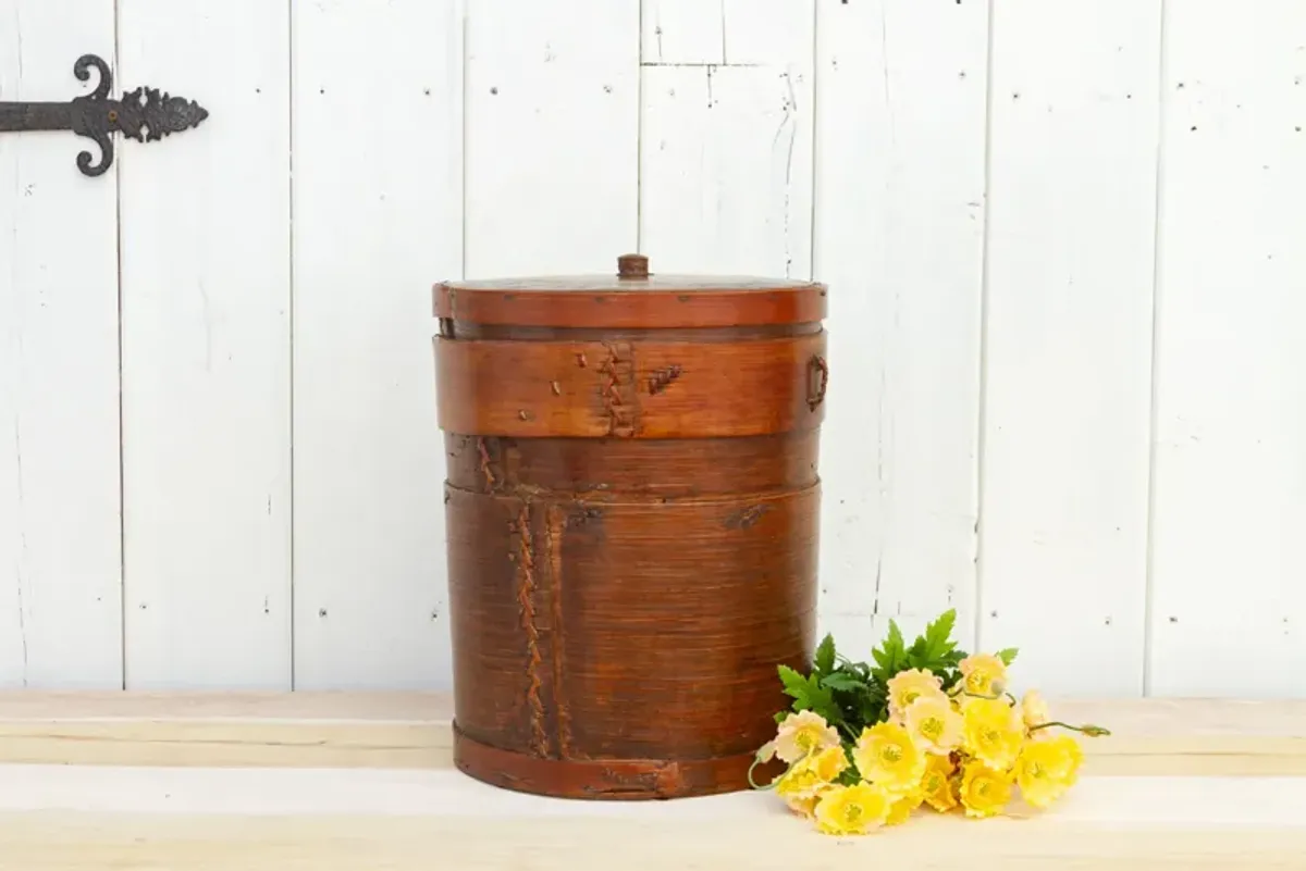 Antique Bamboo Farmhouse Food Container - de-cor - Brown