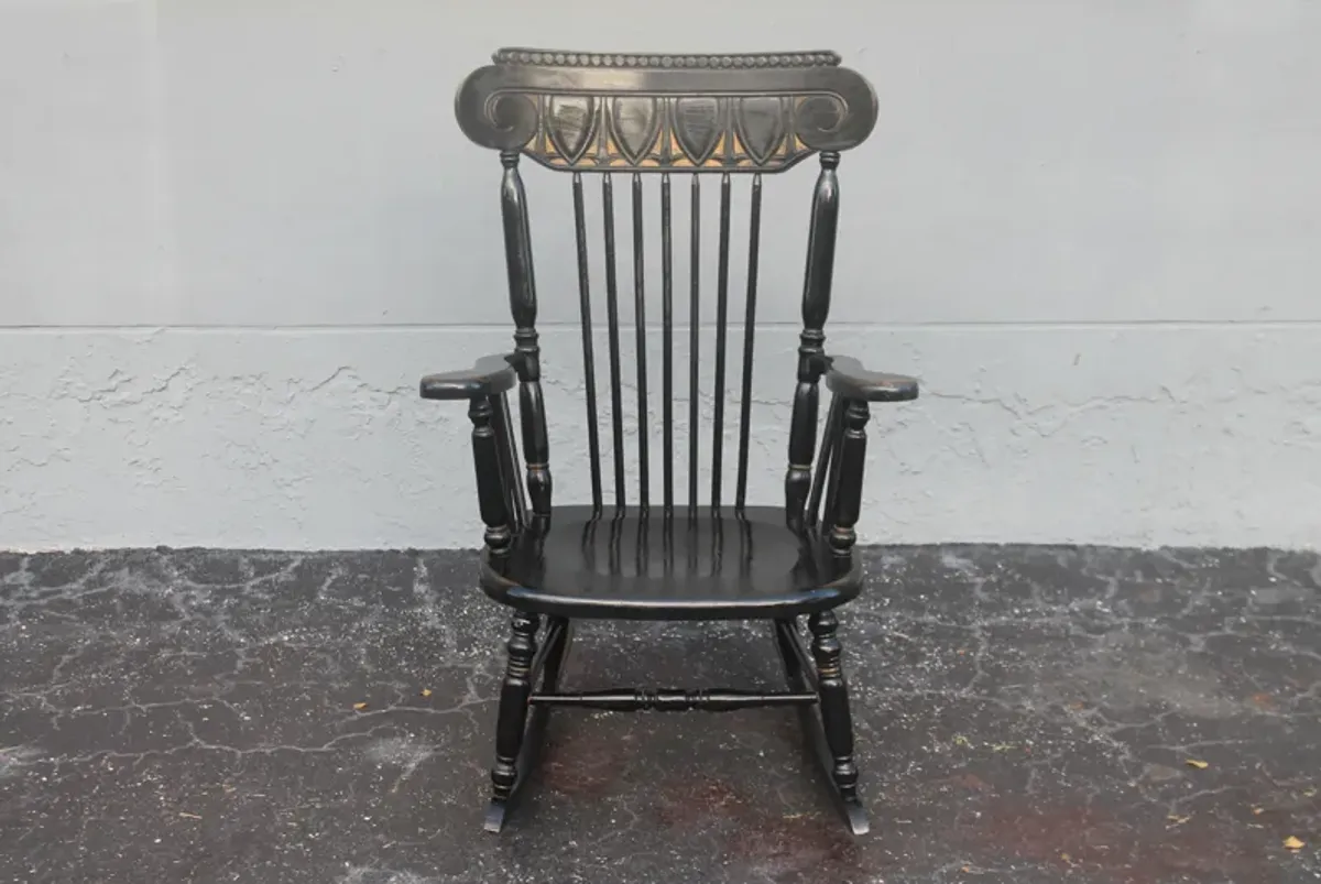 Antique Carved & Ebonized Rocking Chair - Something Vintage - Black