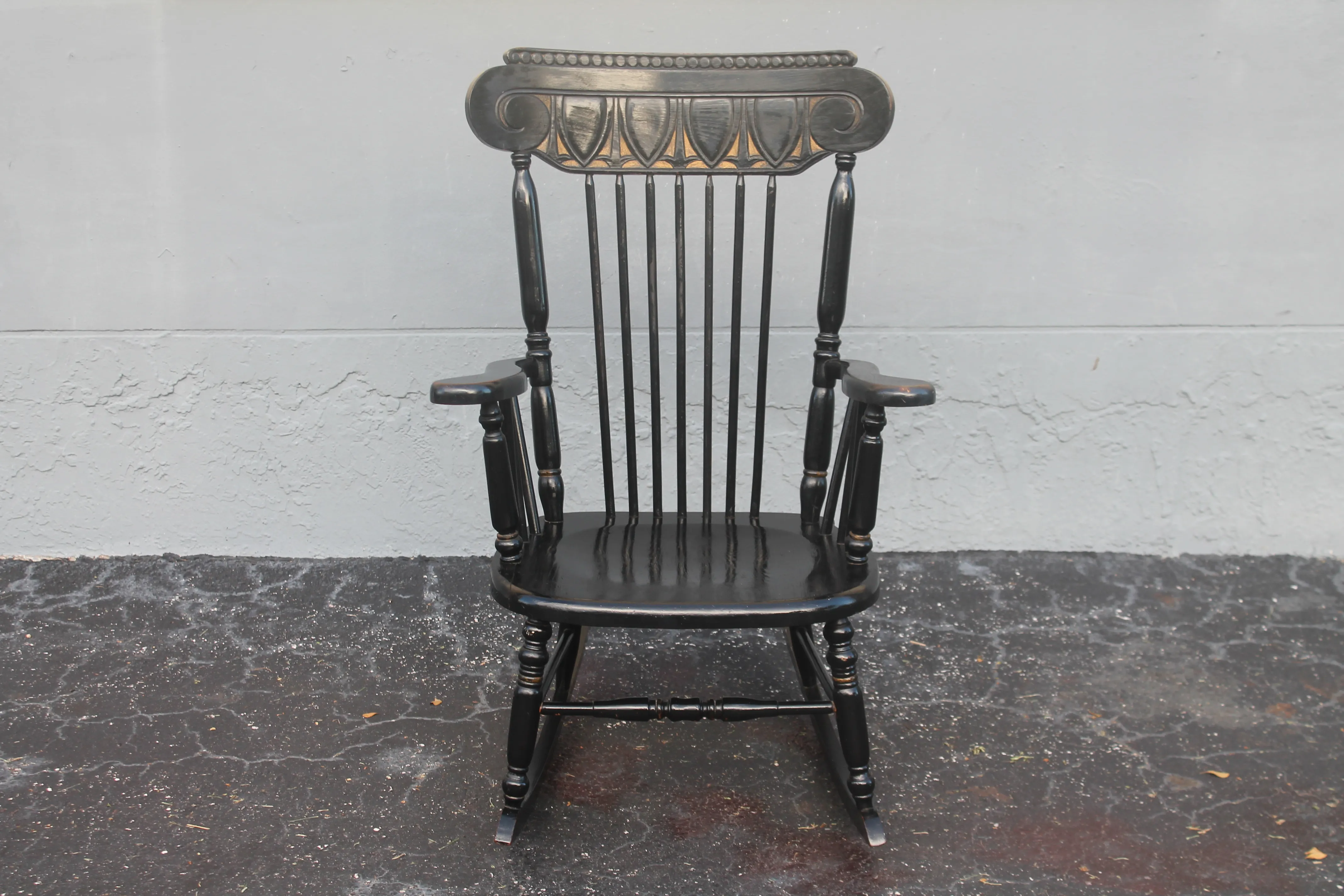 Antique Carved & Ebonized Rocking Chair - Something Vintage - Black