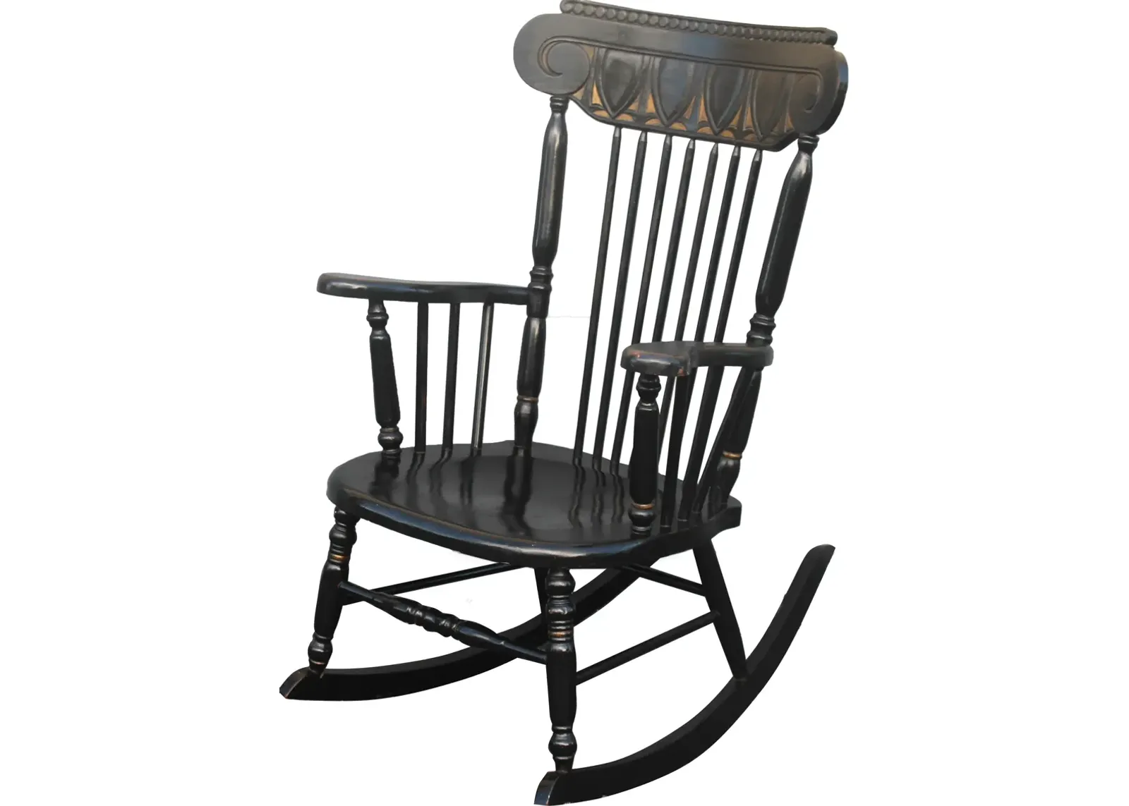 Antique Carved & Ebonized Rocking Chair - Something Vintage - Black