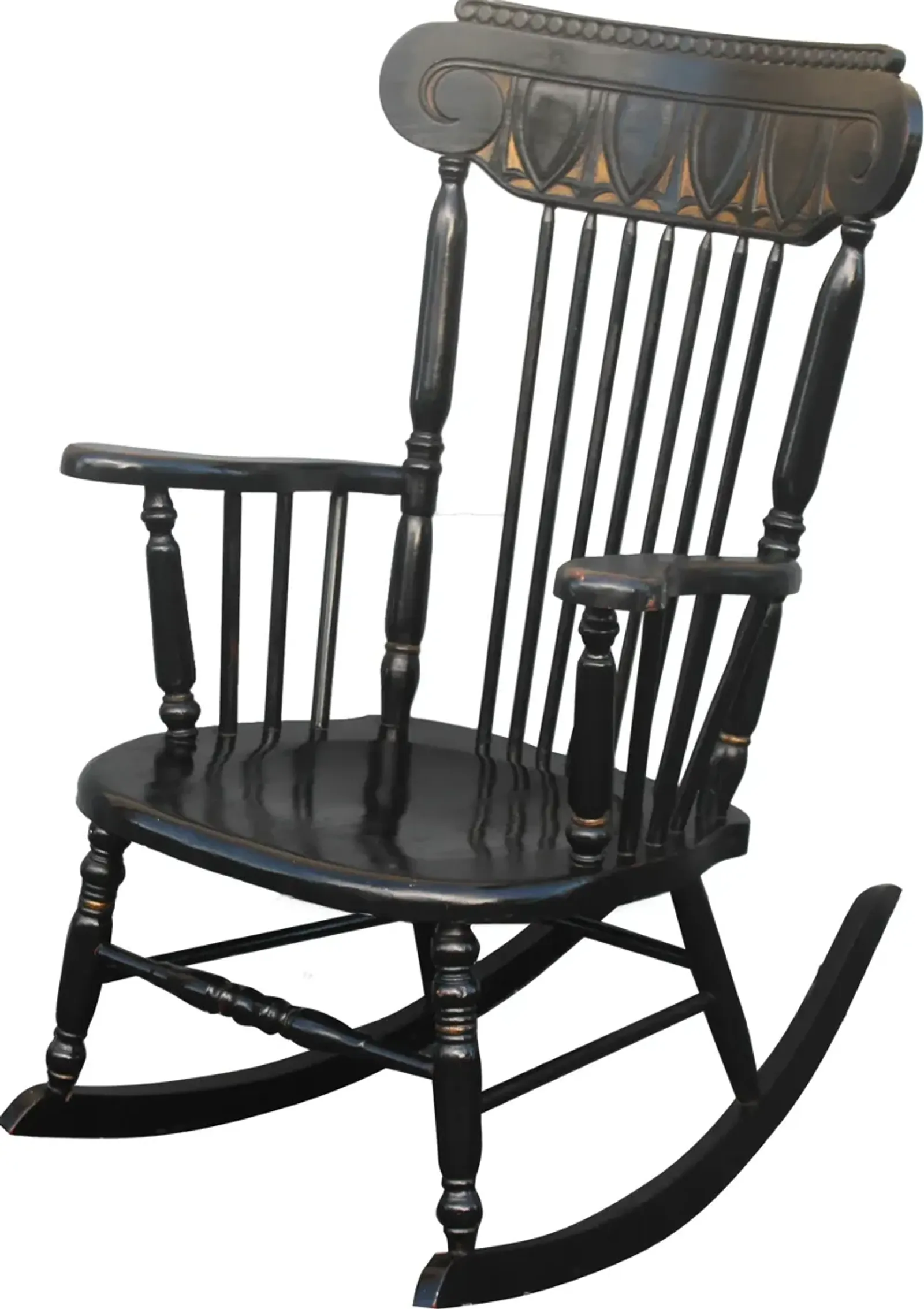 Antique Carved & Ebonized Rocking Chair - Something Vintage - Black