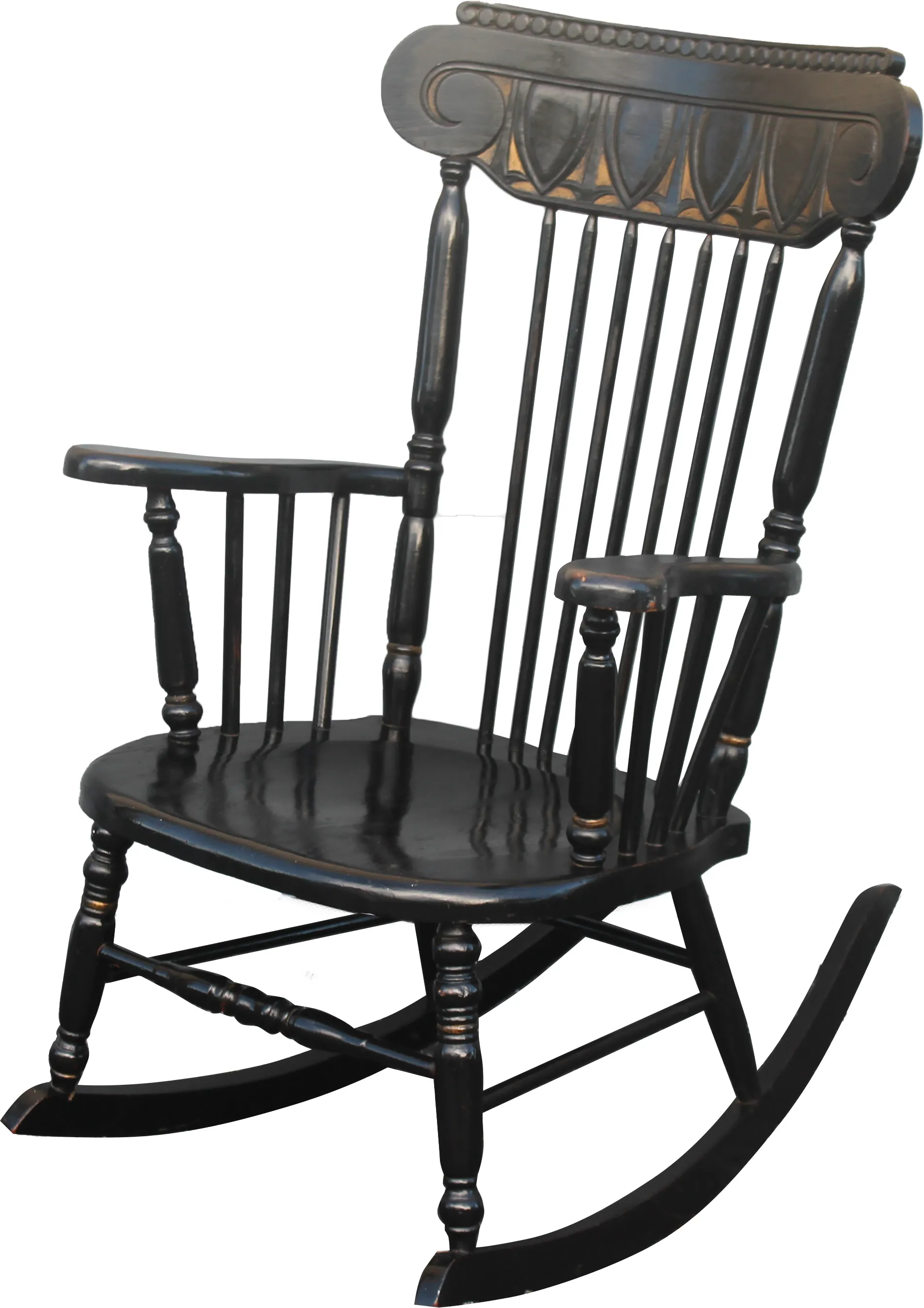 Antique Carved & Ebonized Rocking Chair - Something Vintage - Black