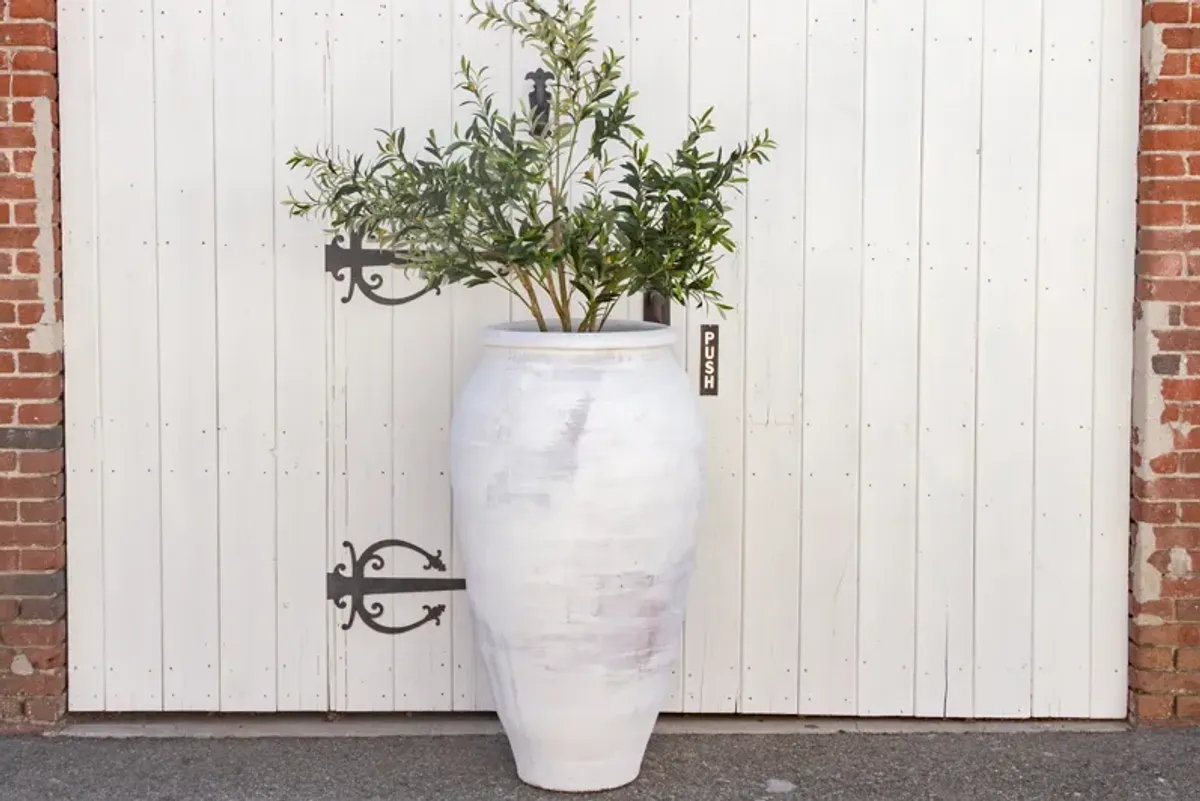 Large Turned Greek Clay Outdoor Planter - de-cor - White - 27" l x 27" w x 50.5" h