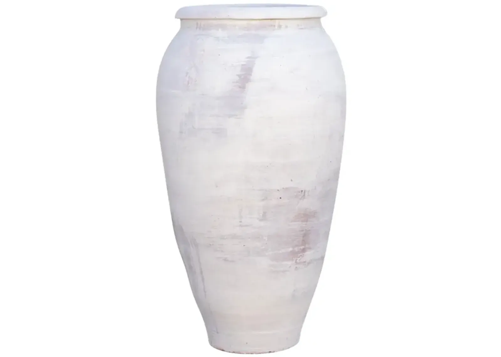 Large Turned Greek Clay Outdoor Planter - de-cor - White - 27" l x 27" w x 50.5" h