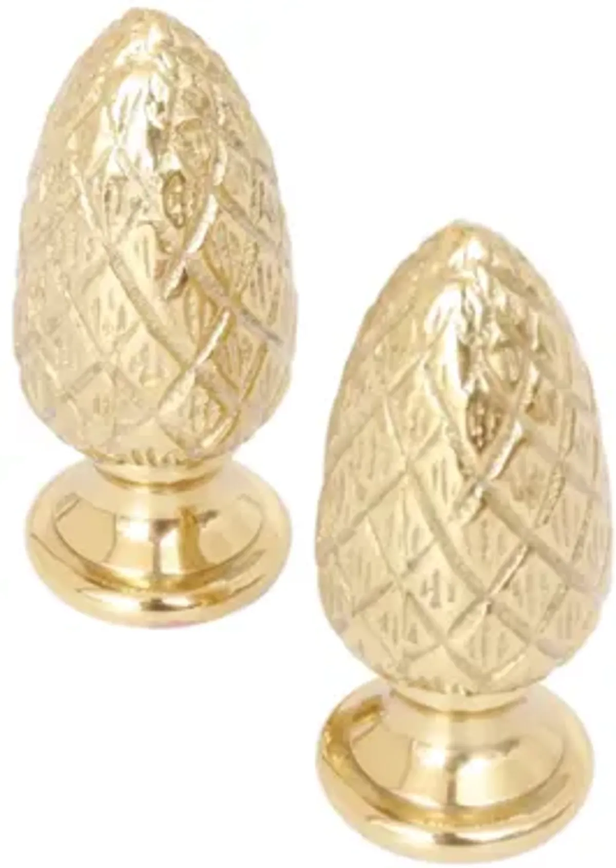 Brass Pine Cone Lamp Finials - a Pair By Interesting Things - Gold - Fits a standard size lamp harp