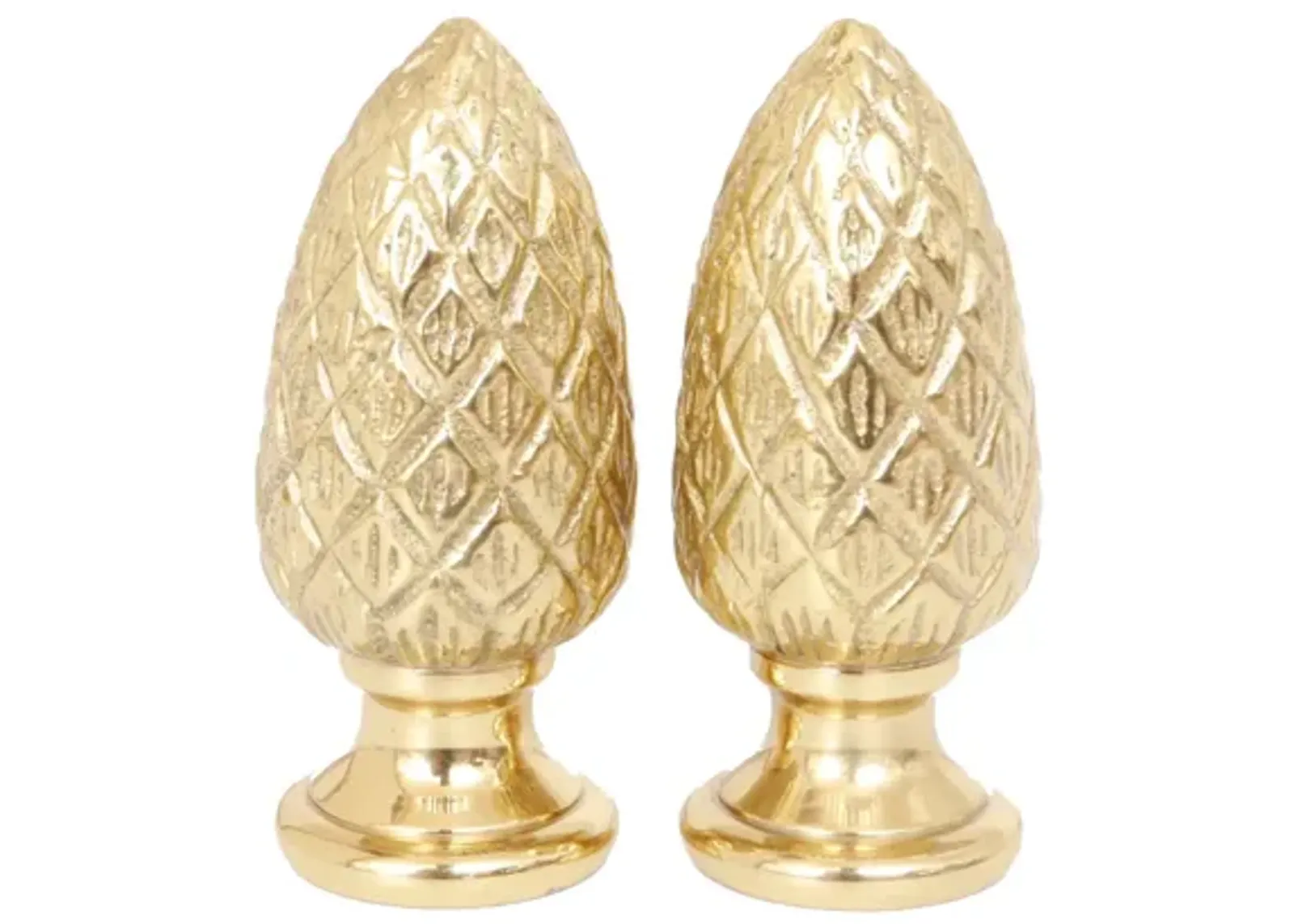 Brass Pine Cone Lamp Finials - a Pair By Interesting Things - Gold - Fits a standard size lamp harp