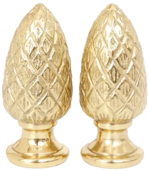 Brass Pine Cone Lamp Finials - a Pair