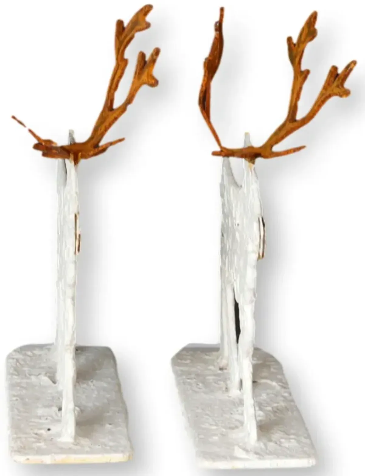 English Salvaged Metal Moose - Set of 2 - Rose Victoria - Handcrafted - White