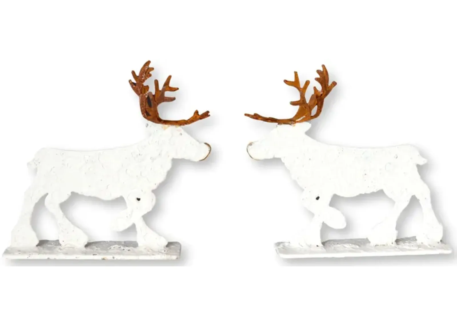 English Salvaged Metal Moose - Set of 2 - Rose Victoria - Handcrafted - White