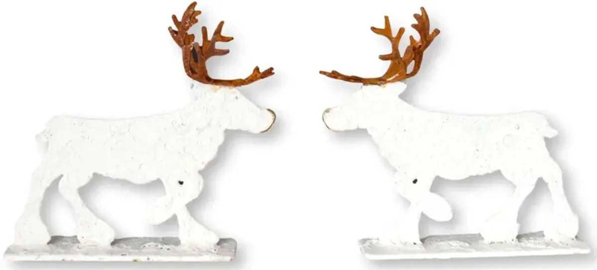 English Salvaged Metal Moose - Set of 2 - Rose Victoria - Handcrafted - White